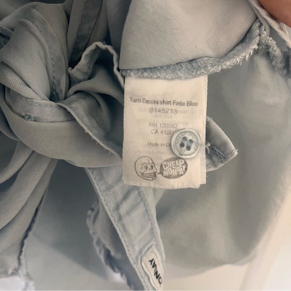 Oversized Tie-Up Light Wash Denim Shirt by Cheap Monday Size Small - Picture 9 of 10